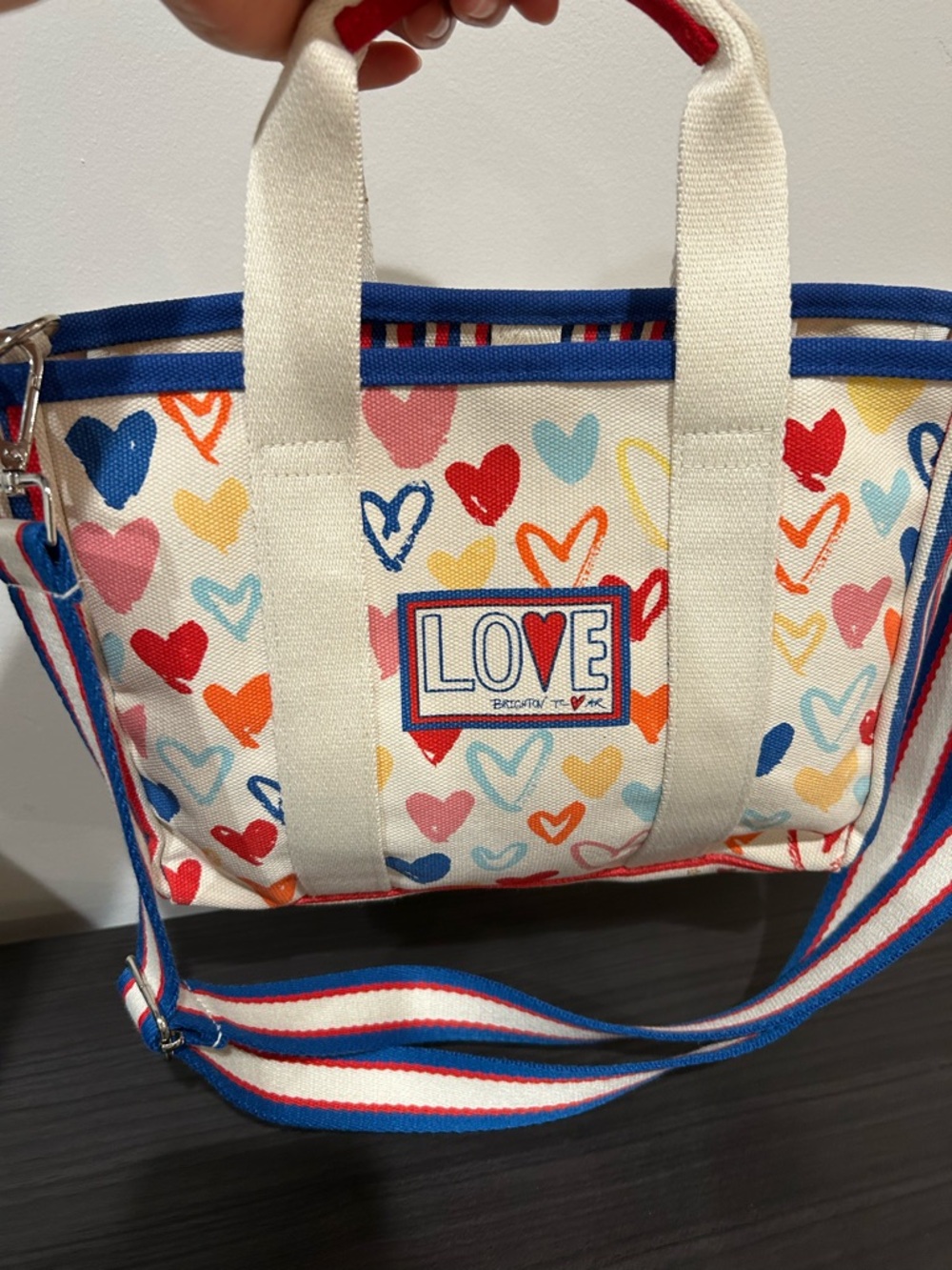 Brighton Red, White and You, Canvas Heart Print Tote, 14x8x3, EUC - Picture 11 of 11